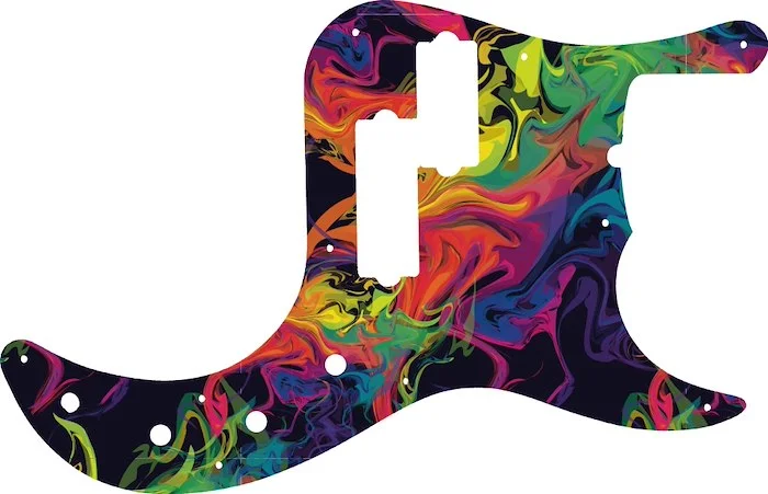 WD Custom Pickguard For Fender American Deluxe 5 String Precision Bass #GP01 Rainbow Paint Swirl Graphic