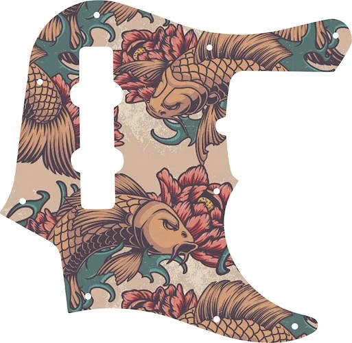 WD Custom Pickguard For Fender American Deluxe 1998-Present 22 Fret Jazz Bass #GT01 Koi Tattoo Graphic