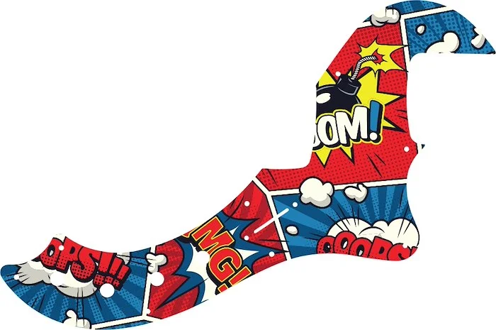 WD Custom Pickguard For Fender American Deluxe Or American Elite Dimension Bass IV #GCM01 Comic Book Graphic