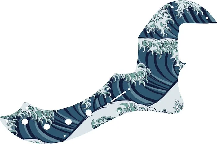 WD Custom Pickguard For Fender American Deluxe Or American Elite Dimension Bass IV #GT02 Japanese Wave Tattoo Graphic