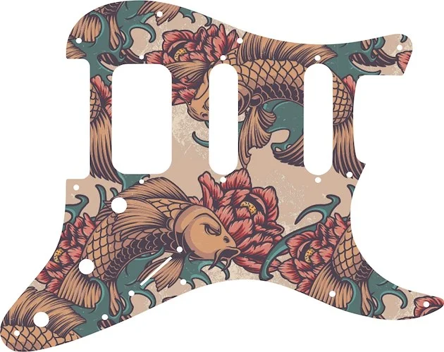 WD Custom Pickguard For Fender American Deluxe or Lone Star Stratocaster #GT01 Koi Tattoo Graphic
