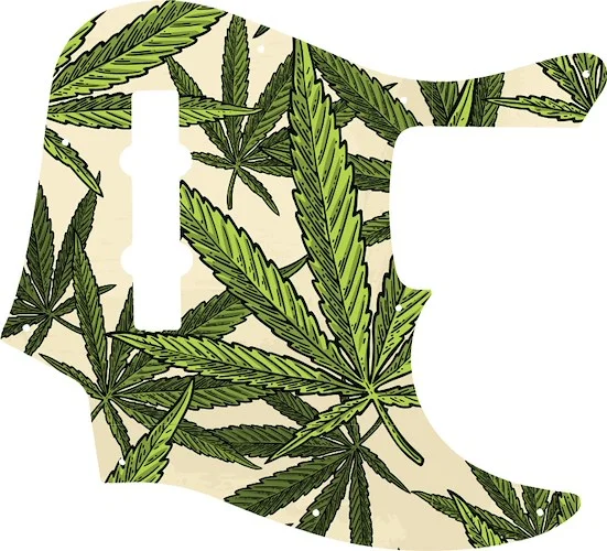 WD Custom Pickguard For Fender American Elite Jazz Bass #GC02 Cannabis Leaf Graphic