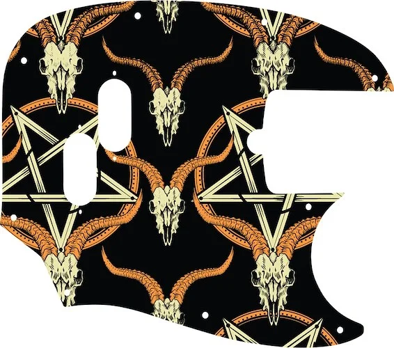 WD Custom Pickguard For Fender American Performer Mustang Bass #GOC01 Occult Goat Skull & Pentagram Graphic