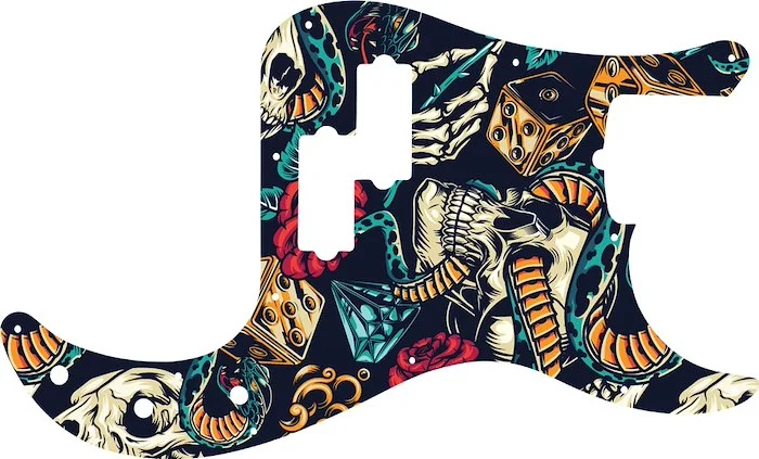 WD Custom Pickguard For Fender American Performer Precision Bass #GT03 Vintage Flash Tattoo Graphic