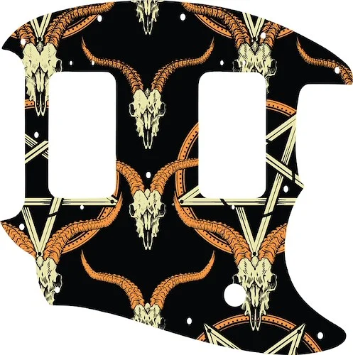 WD Custom Pickguard For Fender American Special Mustang #GOC01 Occult Goat Skull & Pentagram Graphic