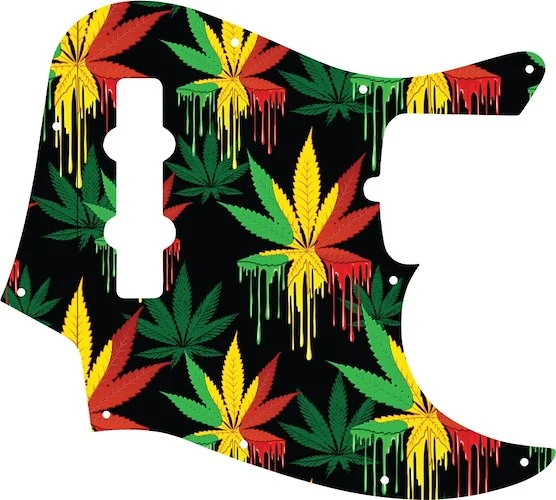 WD Custom Pickguard For Fender American Standard Jazz Bass #GC01 Rasta Cannabis Drip Graphic
