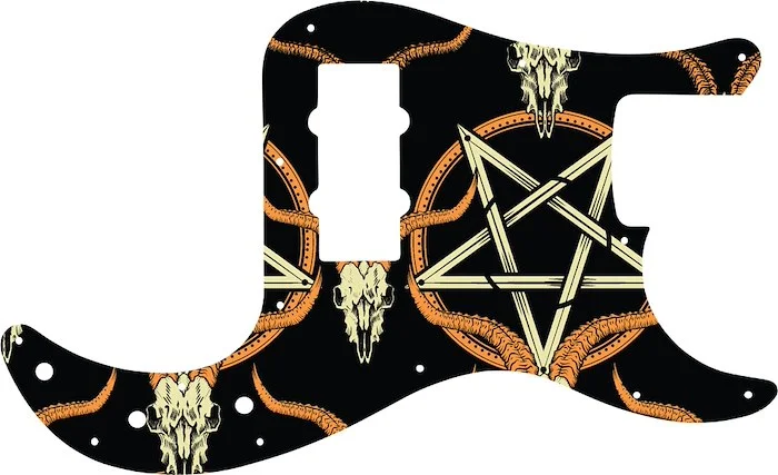 WD Custom Pickguard For Fender Blacktop Precision Bass #GOC01 Occult Goat Skull & Pentagram Graphic