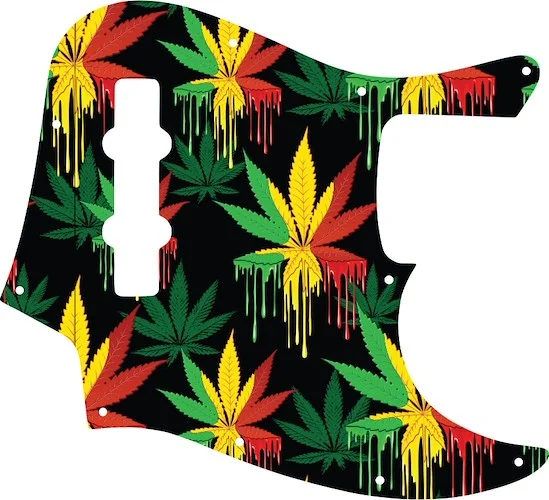 WD Custom Pickguard For Fender Highway One Jazz Bass #GC01 Rasta Cannabis Drip Graphic