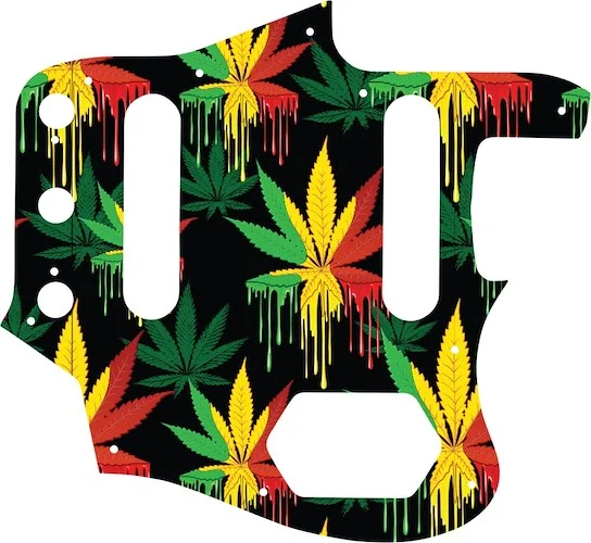 WD Custom Pickguard For Fender Johnny Marr Signature Series Jaguar #GC01 Rasta Cannabis Drip Graphic