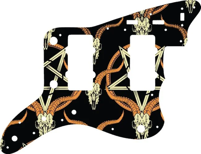 WD Custom Pickguard For Fender Made In Japan 1966-1968 Reissue Jazzmaster #GOC01 Occult Goat Skull & Pentagram Graphic