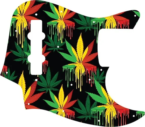 WD Custom Pickguard For Fender Made In Japan Jazz Bass #GC01 Rasta Cannabis Drip Graphic