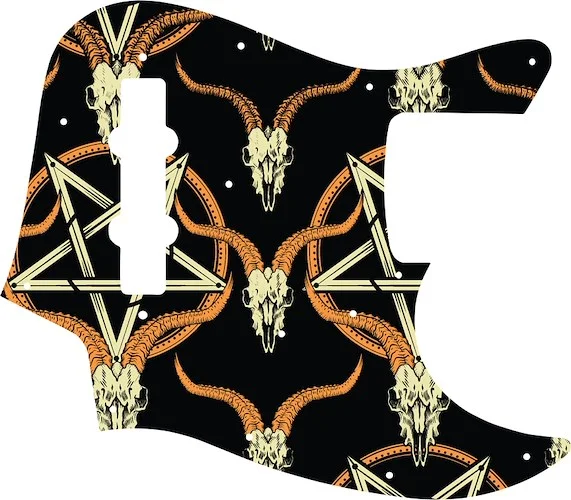 WD Custom Pickguard For Fender Made In Japan Jazz Bass #GOC01 Occult Goat Skull & Pentagram Graphic