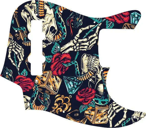 WD Custom Pickguard For Fender Made In Japan Jazz Bass #GT03 Vintage Flash Tattoo Graphic