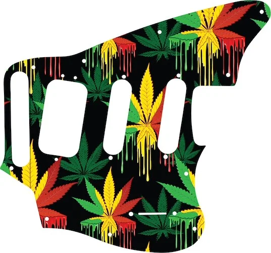 WD Custom Pickguard For Fender Pawn Shop Jaguarillo #GC01 Rasta Cannabis Drip Graphic
