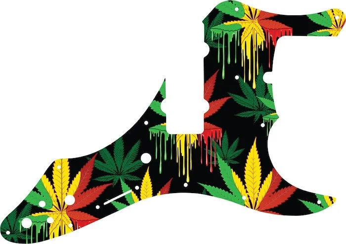 WD Custom Pickguard For Fender Roscoe Beck Signature 5 String Jazz Bass #GC01 Rasta Cannabis Drip Graphic