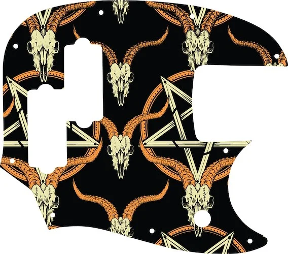 WD Custom Pickguard For Fender Short Scale Mustang Bass PJ #GOC01 Occult Goat Skull & Pentagram Graphic