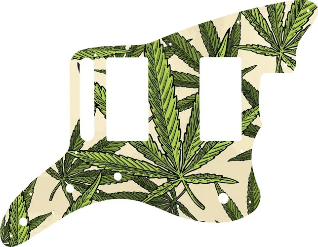 WD Custom Pickguard For Fender Special Edition Blacktop Jazzmaster HH #GC02 Cannabis Leaf Graphic