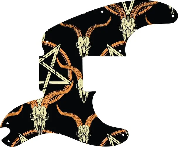 WD Custom Pickguard For Fender Sting Signature Precision Bass #GOC01 Occult Goat Skull & Pentagram Graphic