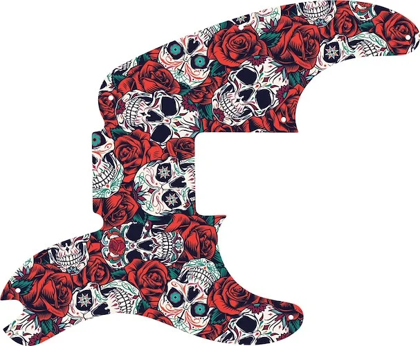 WD Custom Pickguard For Fender Sting Signature Precision Bass #GS01 Dia De Muertos Calavera Skull & Rose Graphic
