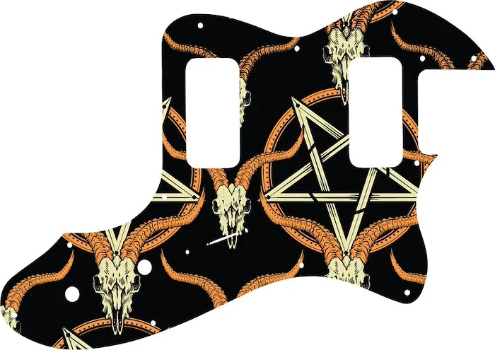 WD Custom Pickguard For Fender Telecaster Thinline Super Deluxe #GOC01 Occult Goat Skull & Pentagram Graphic