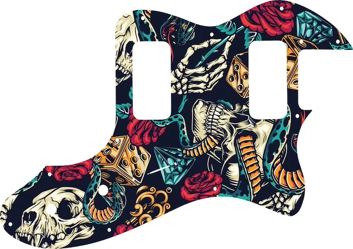 WD Custom Pickguard For Fender Telecaster Thinline Super Deluxe #GT03 Vintage Flash Tattoo Graphic