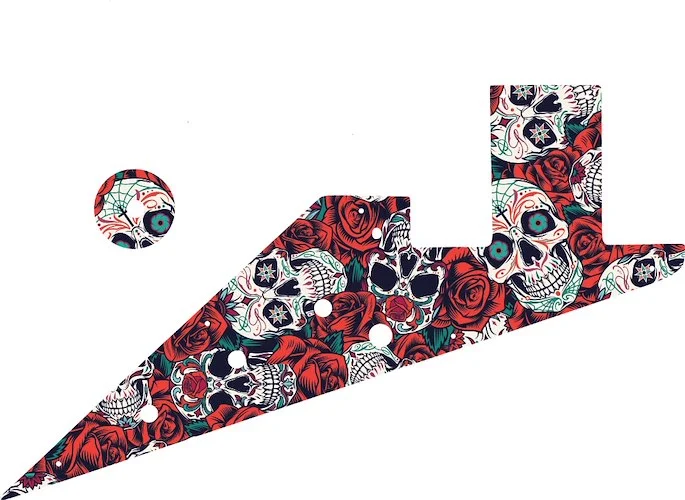 WD Custom Pickguard For Gibson 1958-1959 And 1962-1963 Flying V Korina #GS01 Dia De Muertos Calavera Skull & Rose Graphic