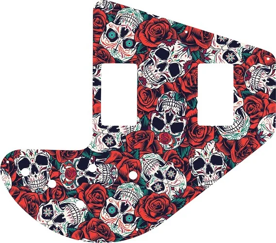 WD Custom Pickguard For Gibson 1975-1983 Ripper Bass #GS01 Dia De Muertos Calavera Skull & Rose Graphic