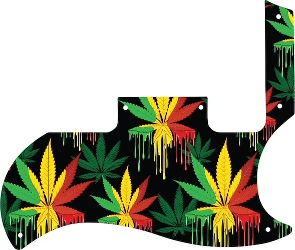 WD Custom Pickguard For Gibson 2010-2012 '60s Tribute SG Special #GC01 Rasta Cannabis Drip Graphic