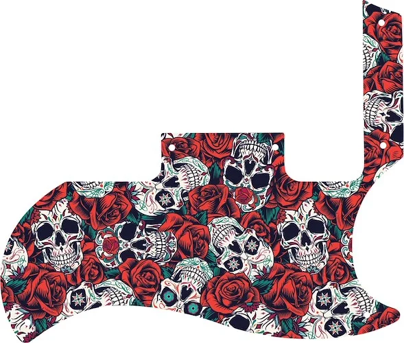 WD Custom Pickguard For Gibson 2010-2012 '60s Tribute SG Special #GS01 Dia De Muertos Calavera Skull & Rose Graphic