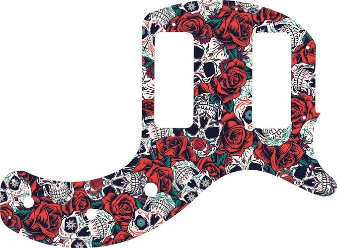 WD Custom Pickguard For Gibson 2019 Les Paul Special Tribute Double Cut #GS01 Dia De Muertos Calavera Skull & Rose Graphic