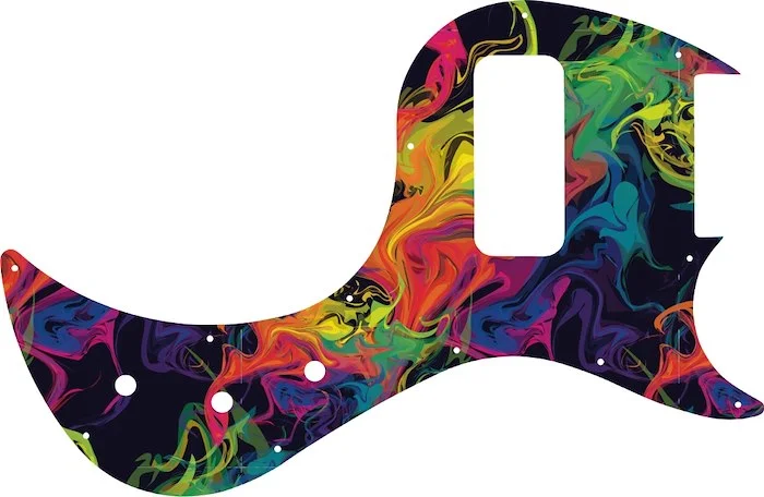 WD Custom Pickguard For Gibson 5 String EB5 Bass #GP01 Rainbow Paint Swirl Graphic