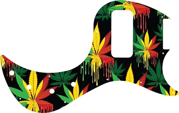 WD Custom Pickguard For Gibson EB Bass #GC01 Rasta Cannabis Drip Graphic