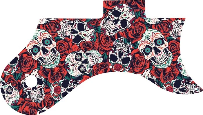 WD Custom Pickguard For Gibson L-6S #GS01 Dia De Muertos Calavera Skull & Rose Graphic