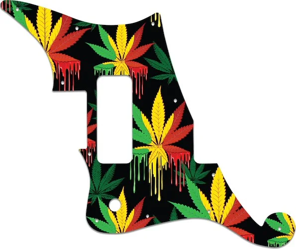 WD Custom Pickguard For Left Hand D'Angelico Deluxe Bedford #GC01 Rasta Cannabis Drip Graphic