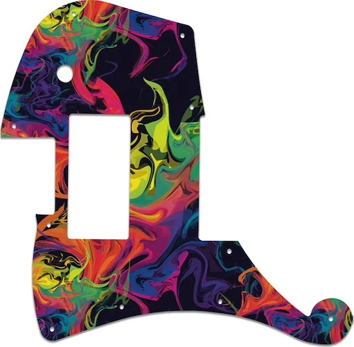 WD Custom Pickguard For Left Hand D'Angelico Deluxe Ludlow #GP01 Rainbow Paint Swirl Graphic