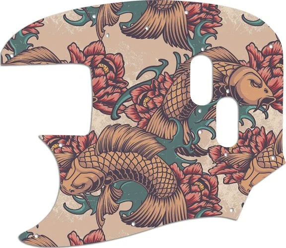 WD Custom Pickguard For Left Hand Fender 1966-1983 USA Mustang Bass #GT01 Koi Tattoo Graphic