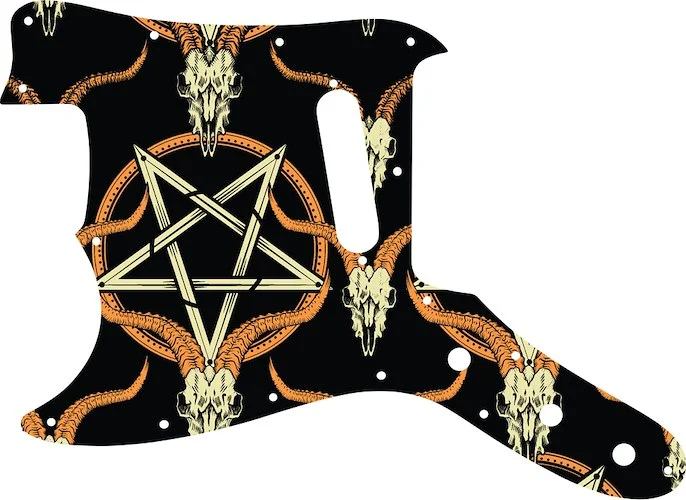 WD Custom Pickguard For Left Hand Fender 1967-1981 Bronco #GOC01 Occult Goat Skull & Pentagram Graphic