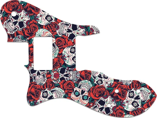 WD Custom Pickguard For Left Hand Fender 1972-1981 Vintage Telecaster Custom #GS01 Dia De Muertos Calavera Skull & Rose Graphic