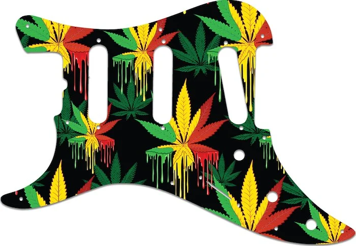 WD Custom Pickguard For Left Hand Fender 1983 Bullet S-3 #GC01 Rasta Cannabis Drip Graphic