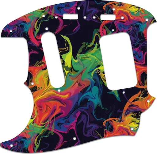 WD Custom Pickguard For Left Hand Fender 1990's Jag-Stang #GP01 Rainbow Paint Swirl Graphic