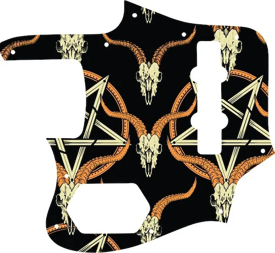 WD Custom Pickguard For Left Hand Fender 2006-2009 Made In Japan Deluxe Jaguar Bass #GOC01 Occult Goat Skull & Pentagram Graphic