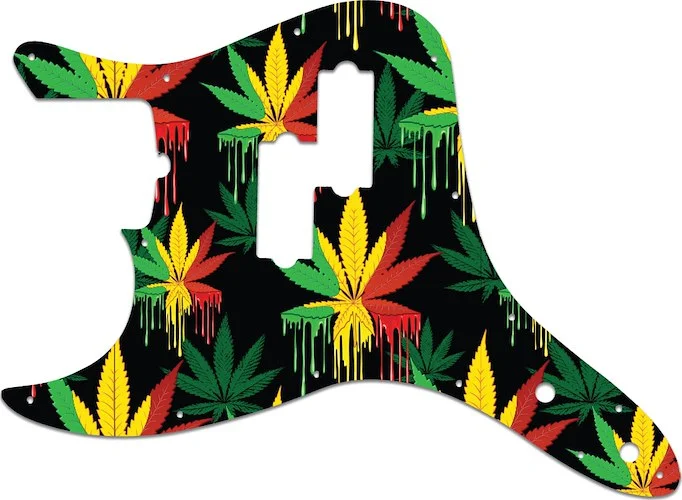 WD Custom Pickguard For Left Hand Fender 2011-Present Reverse Pickup Mark Hoppus Signature Bass #GC01 Rasta Cannabis Drip Graphic