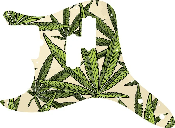 WD Custom Pickguard For Left Hand Fender 2011-Present Reverse Pickup Mark Hoppus Signature Bass #GC02 Cannabis Leaf Graphic