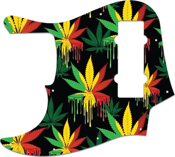 WD Custom Pickguard For Left Hand Fender 2012-2013 Made In China 5 String Modern Player Jazz Bass V #GC01 Rasta Cannabis Drip Graphic