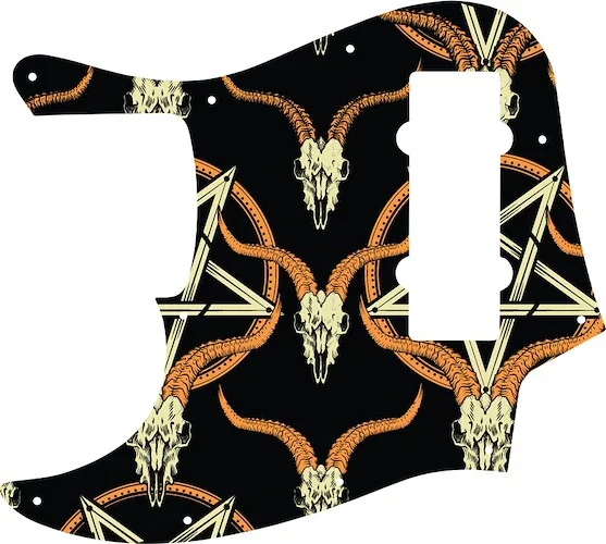 WD Custom Pickguard For Left Hand Fender 2012-2013 Made In China 5 String Modern Player Jazz Bass V #GOC01 Occult Goat Skull & Pentagram Graphic