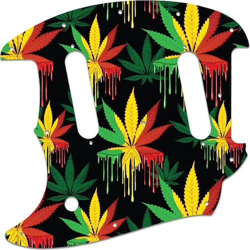 WD Custom Pickguard For Left Hand Fender 2017-Present Classic Style Mustang #GC01 Rasta Cannabis Drip Graphic