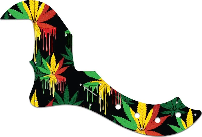 WD Custom Pickguard For Left Hand Fender 5 String American Deluxe Or American Elite Dimension Bass V #GC01 Rasta Cannabis Drip Graphic