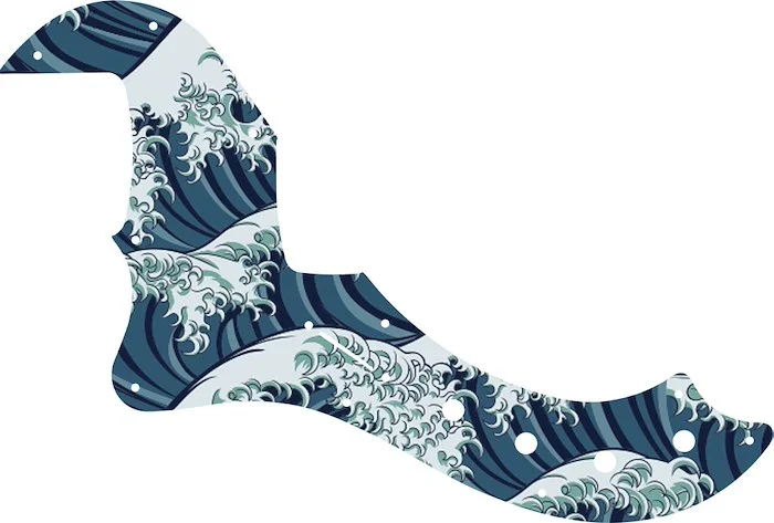 WD Custom Pickguard For Left Hand Fender 5 String American Deluxe Or American Elite Dimension Bass V #GT02 Japanese Wave Tattoo Graphic