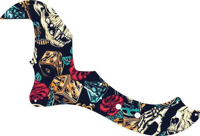 WD Custom Pickguard For Left Hand Fender 5 String American Deluxe Or American Elite Dimension Bass V #GT03 Vintage Flash Tattoo Graphic