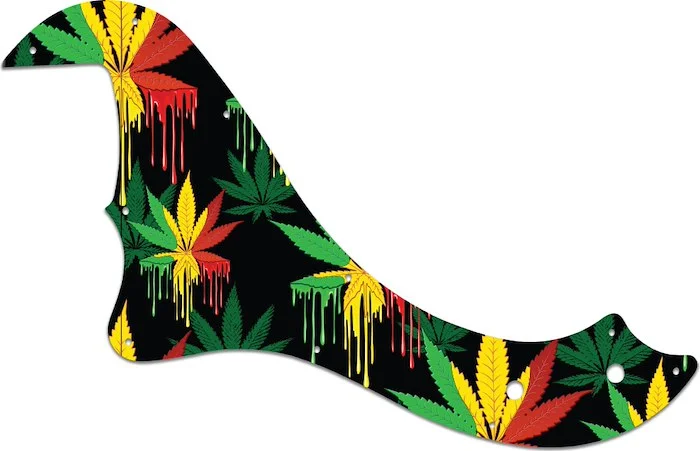WD Custom Pickguard For Left Hand Fender 5 String Standard Dimension Bass V #GC01 Rasta Cannabis Drip Graphic